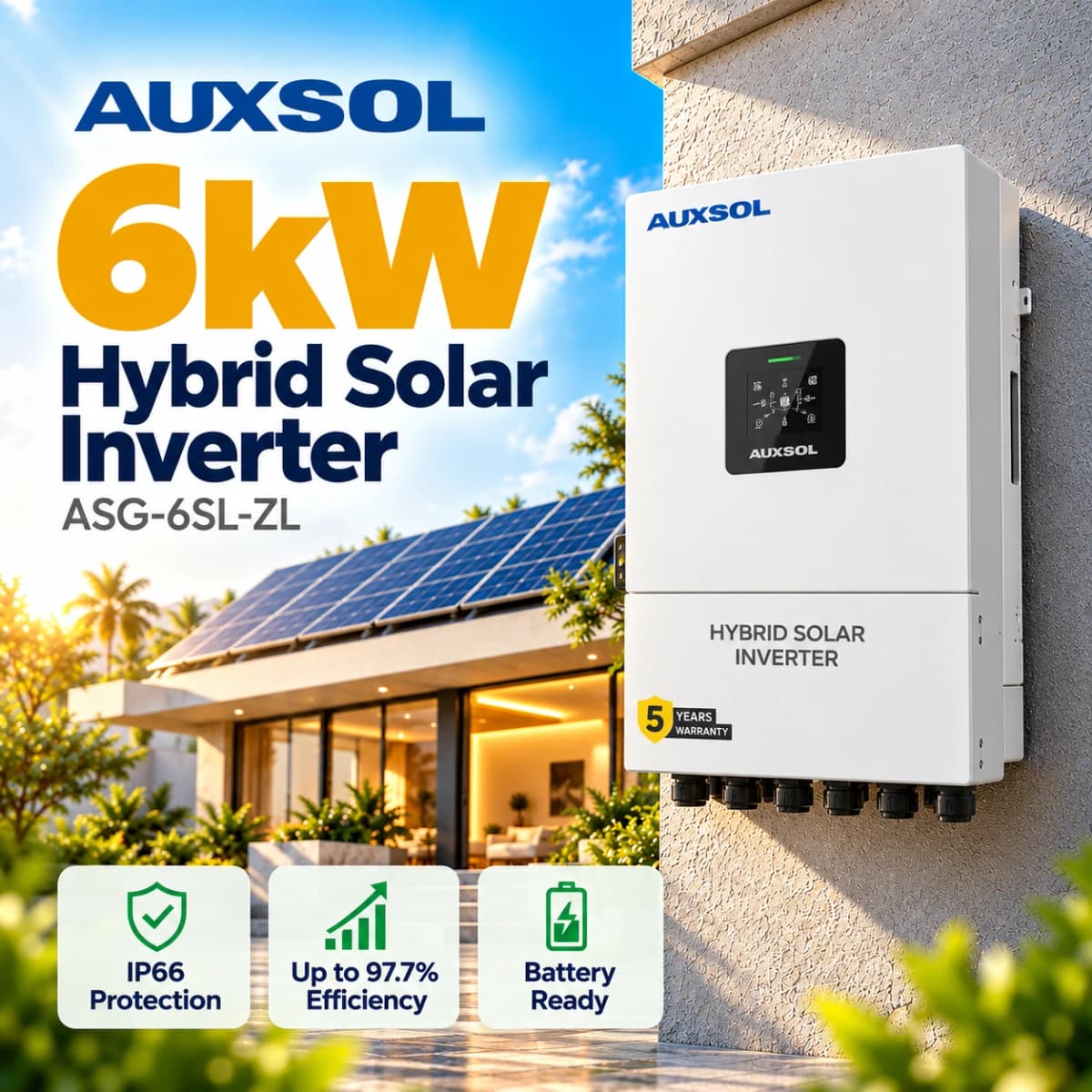 Auxsol ASG-6SL-ZL 6kW Single Phase LV Hybrid Inverter Pakistan