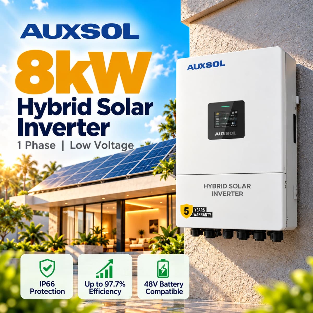 Auxsol ASG-8SL-ZL 8kW Single Phase LV Hybrid Inverter Pakistan