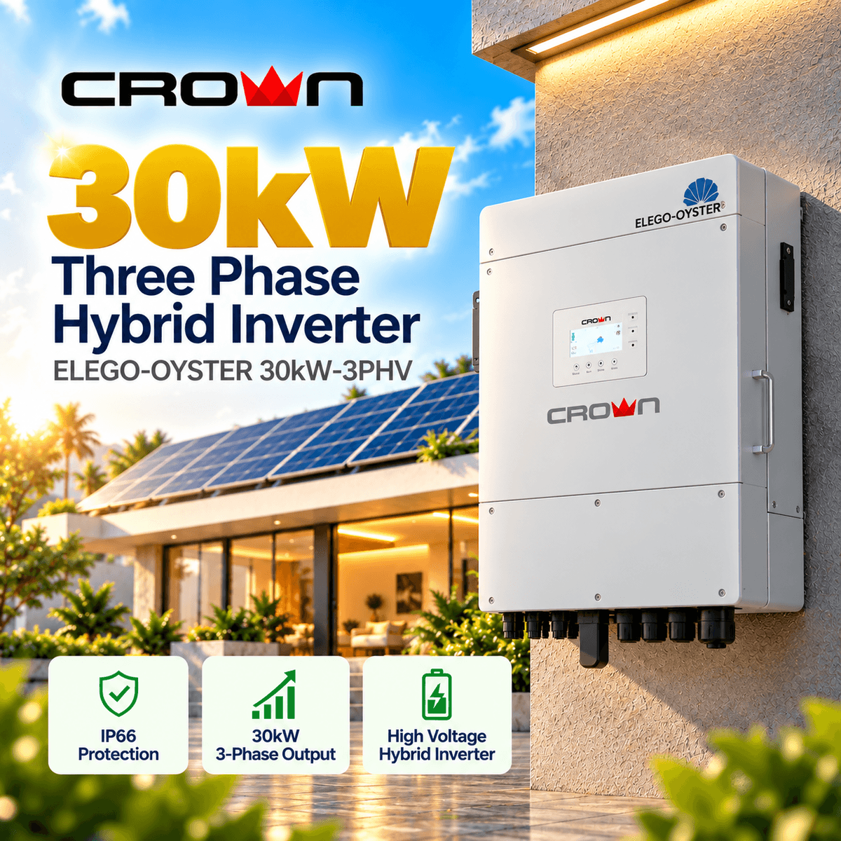 Crown Elego Oyster 30kW Three Phase HV Hybrid Inverter Pakistan