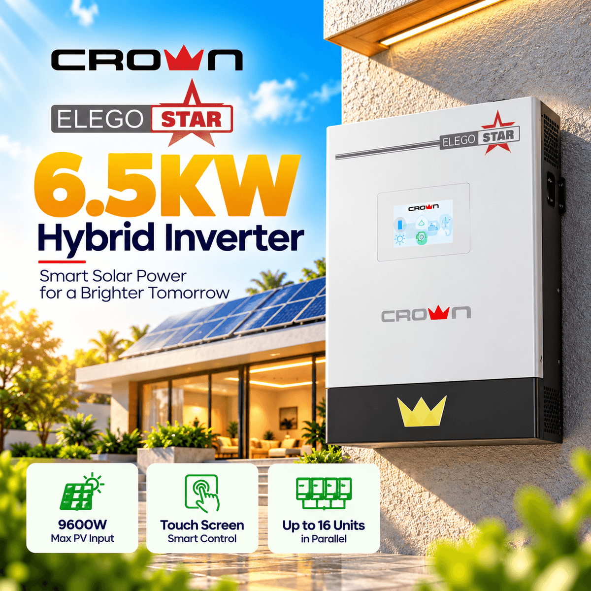 Crown Elego Star 6.5kW Hybrid Solar Inverter Pakistan