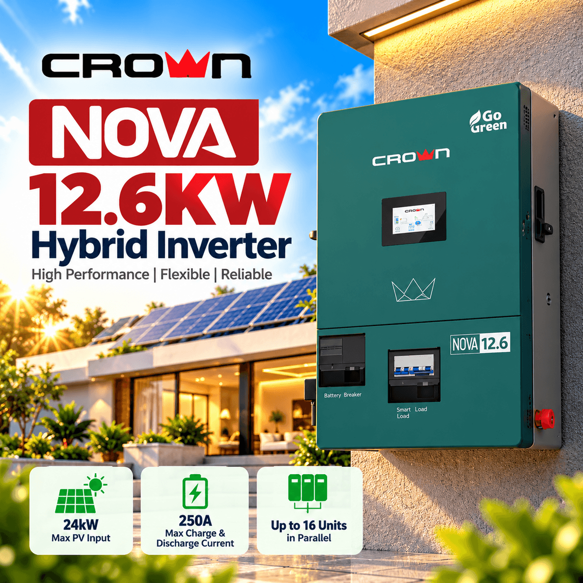 Crown Nova 12.6kW Single Phase Hybrid Inverter