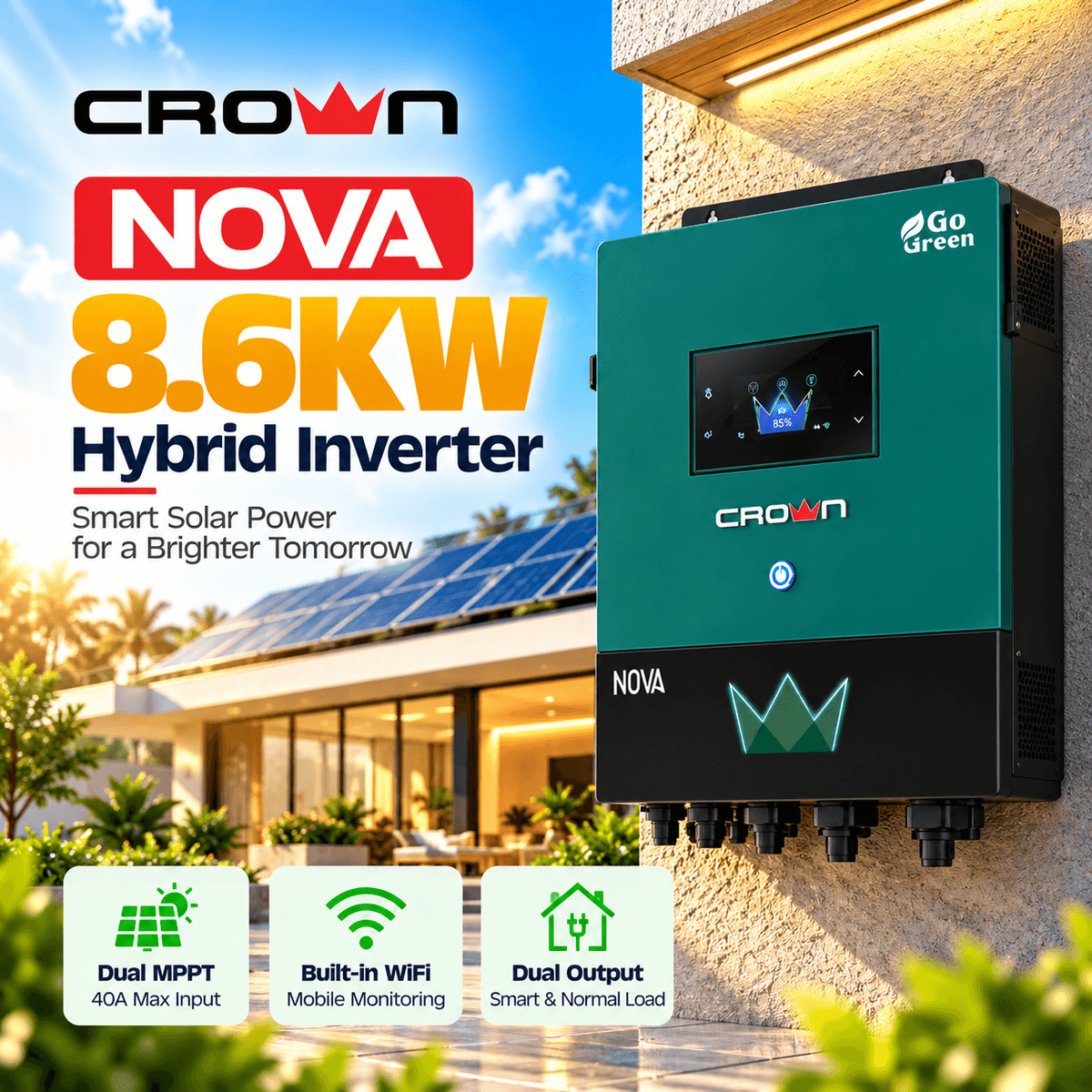 Crown Nova 8.6kW Single Phase Hybrid Inverter
