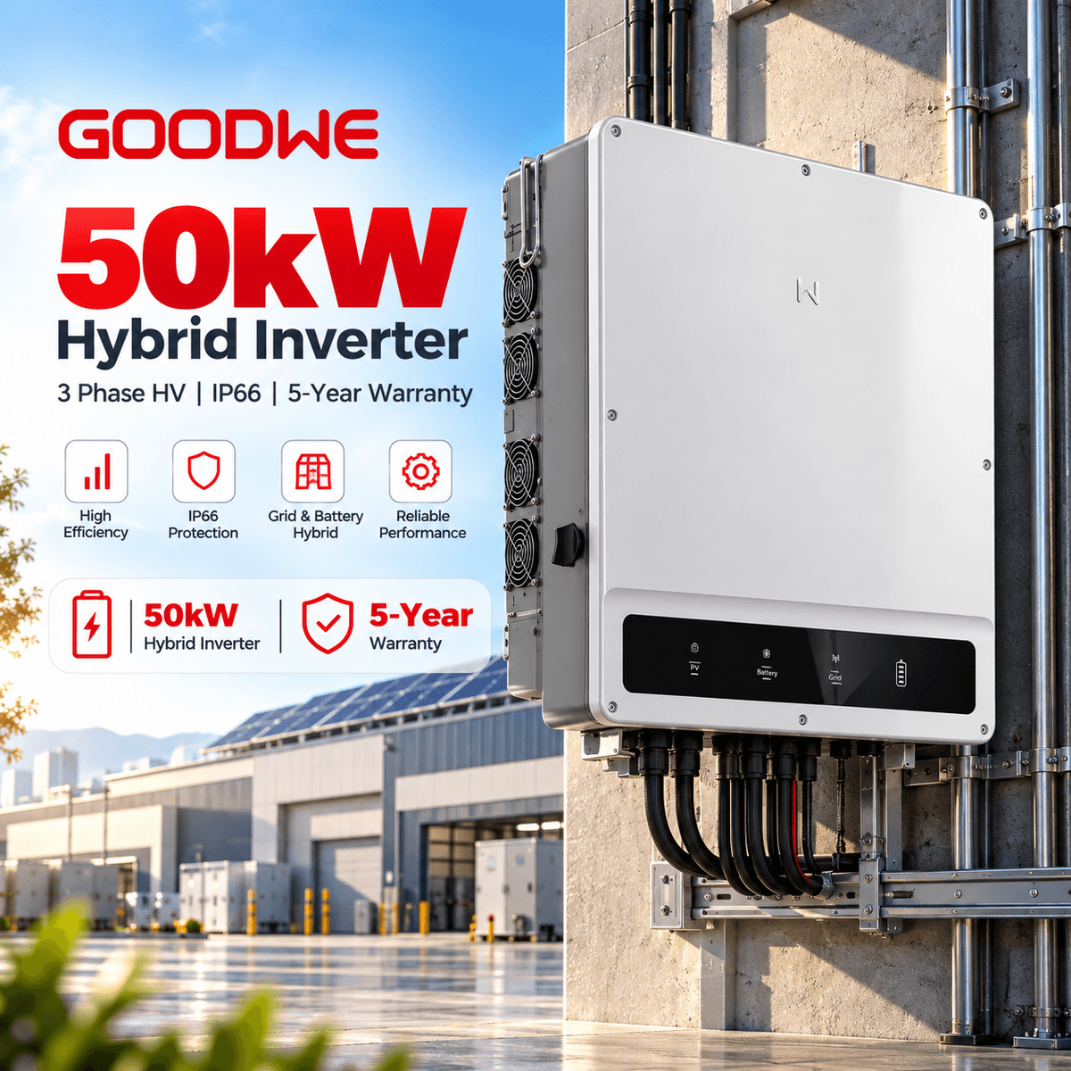 GoodWe GW50K-ET-10 50kW Three Phase HV Hybrid Inverter