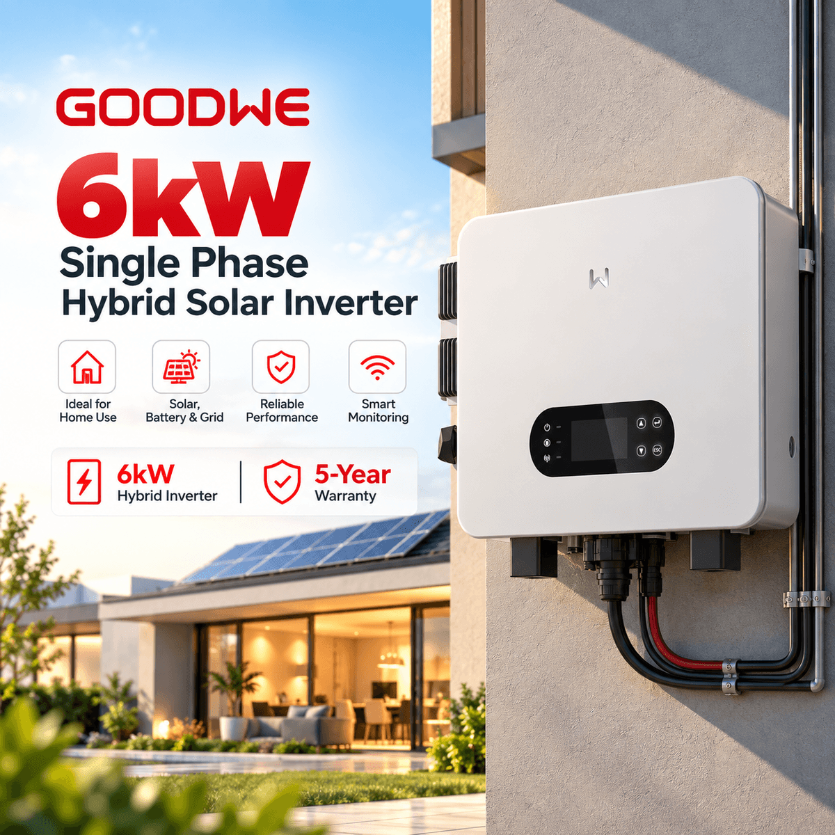 GoodWe 6kW ES Uniq Single Phase LV Hybrid Inverter