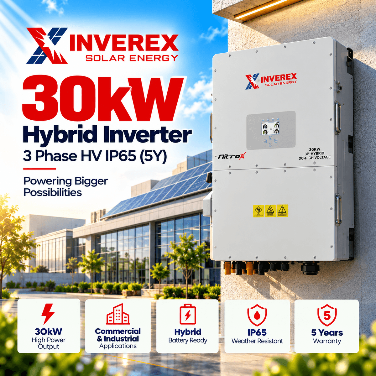 Inverex Nitrox 30kW Three Phase HV Hybrid Solar Inverter