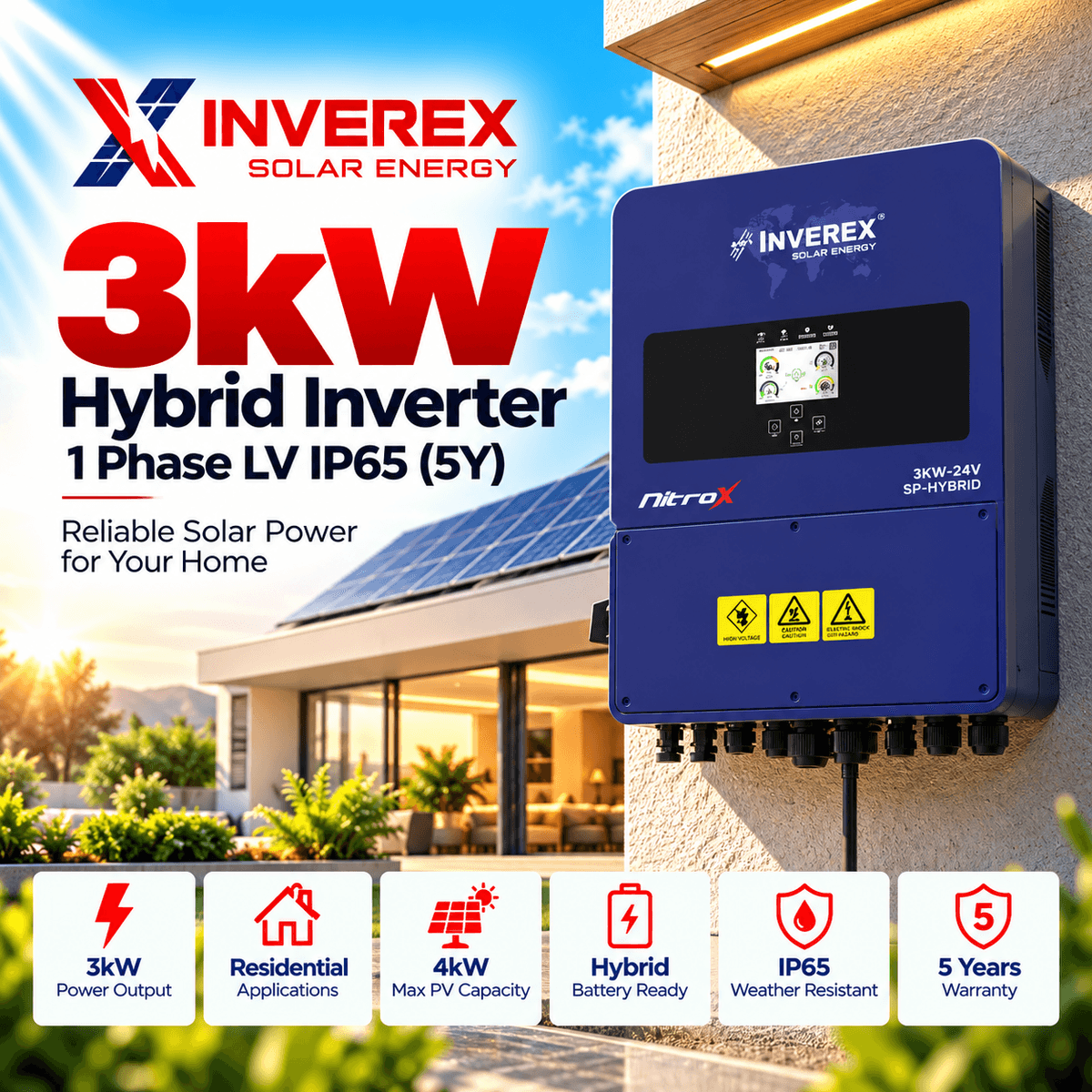 Inverex Nitrox 3kW Single Phase Hybrid Solar Inverter