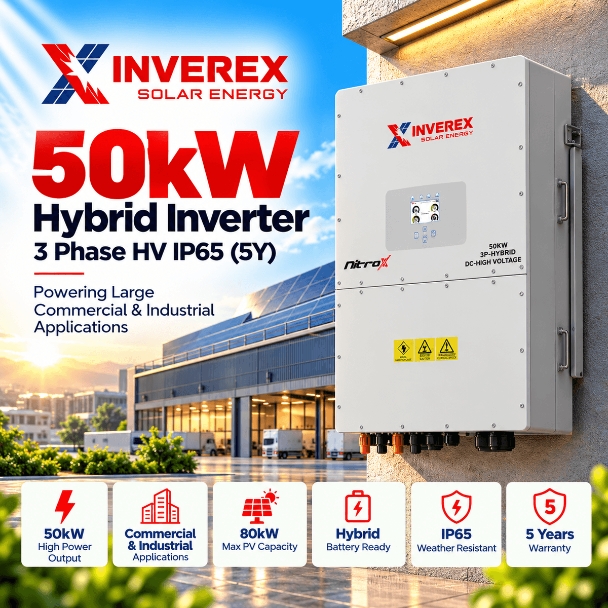 Inverex Nitrox 50kW Three Phase HV Hybrid Solar Inverter