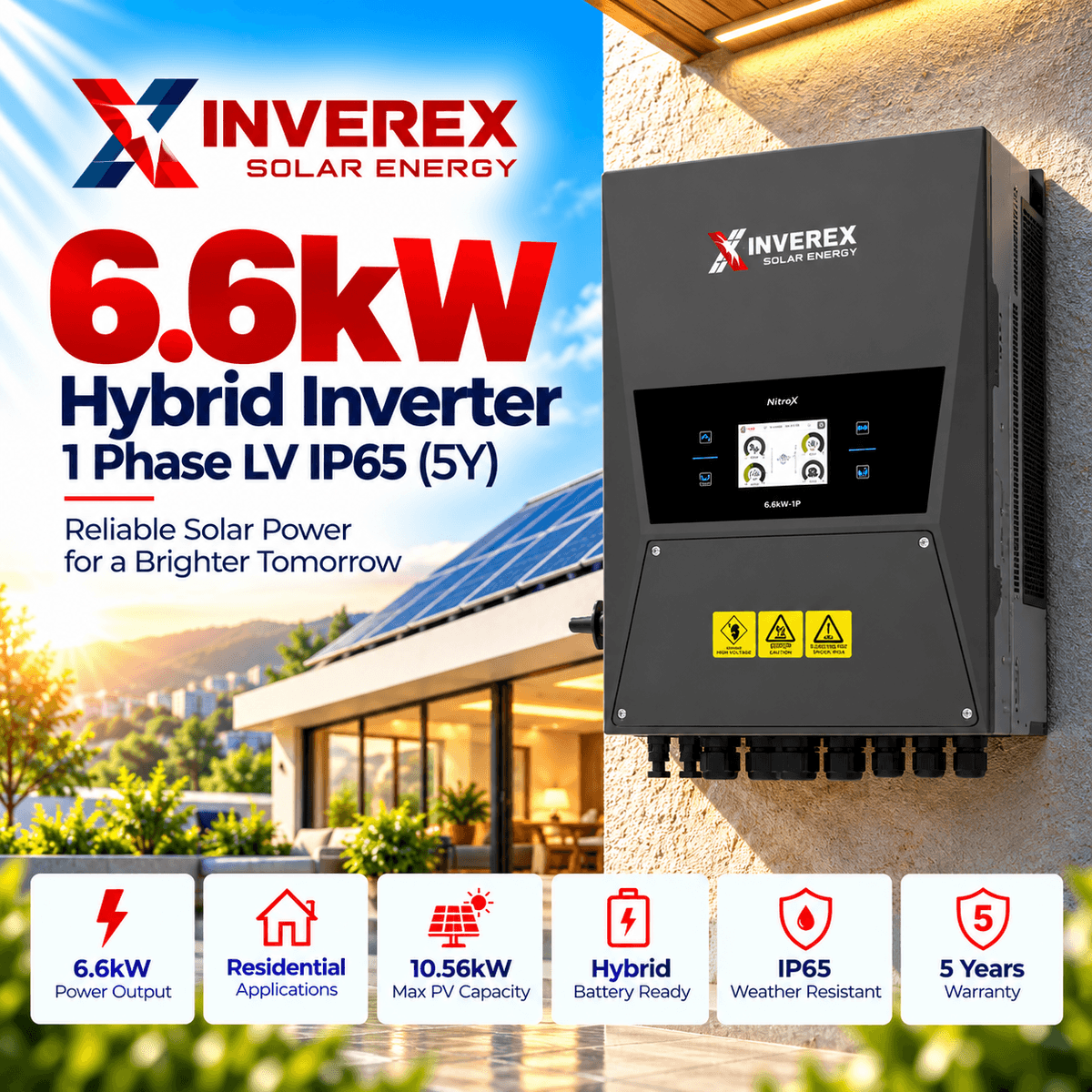 Inverex Nitrox 6.6kW Single Phase Hybrid Solar Inverter