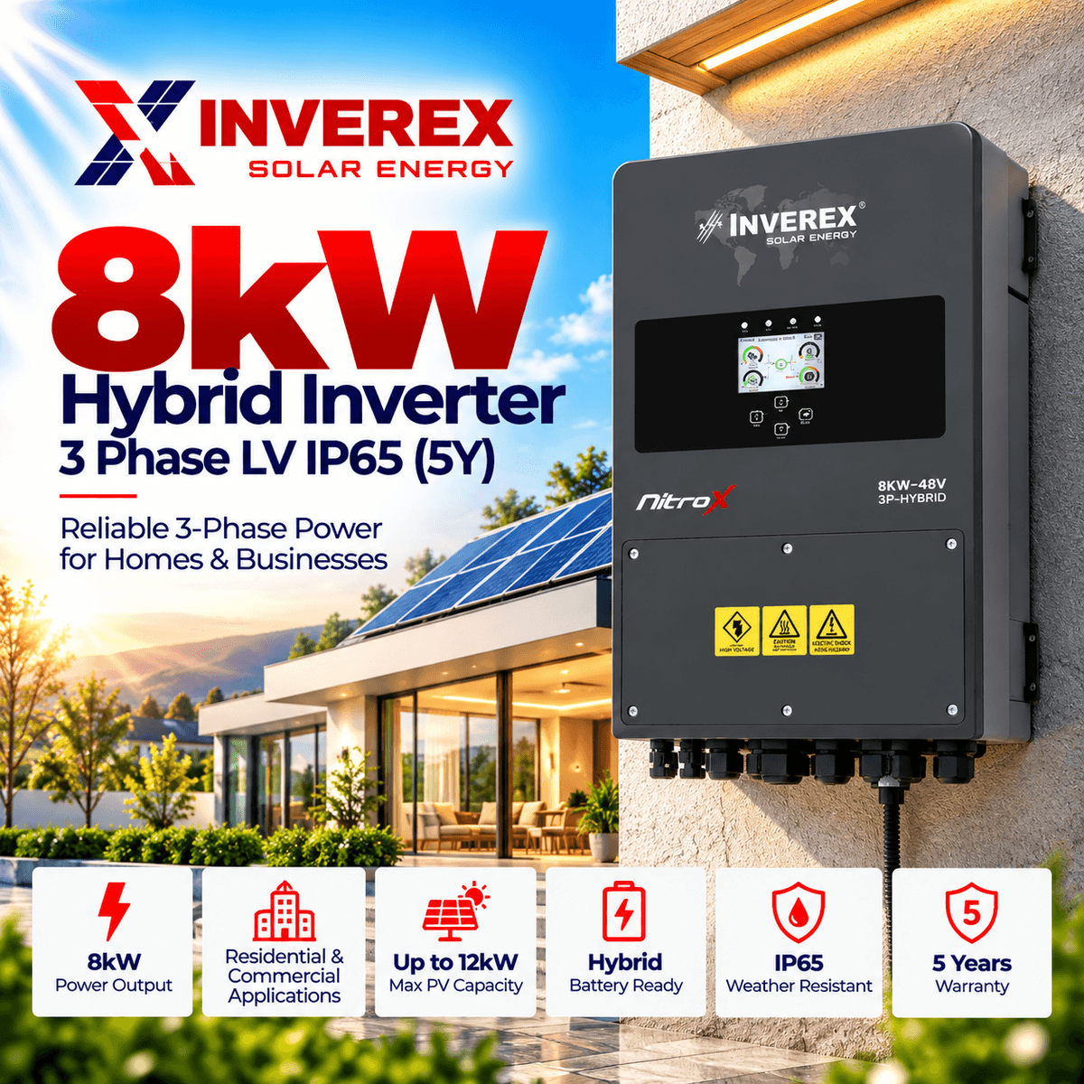 Inverex Nitrox 8kW Three Phase Hybrid Solar Inverter