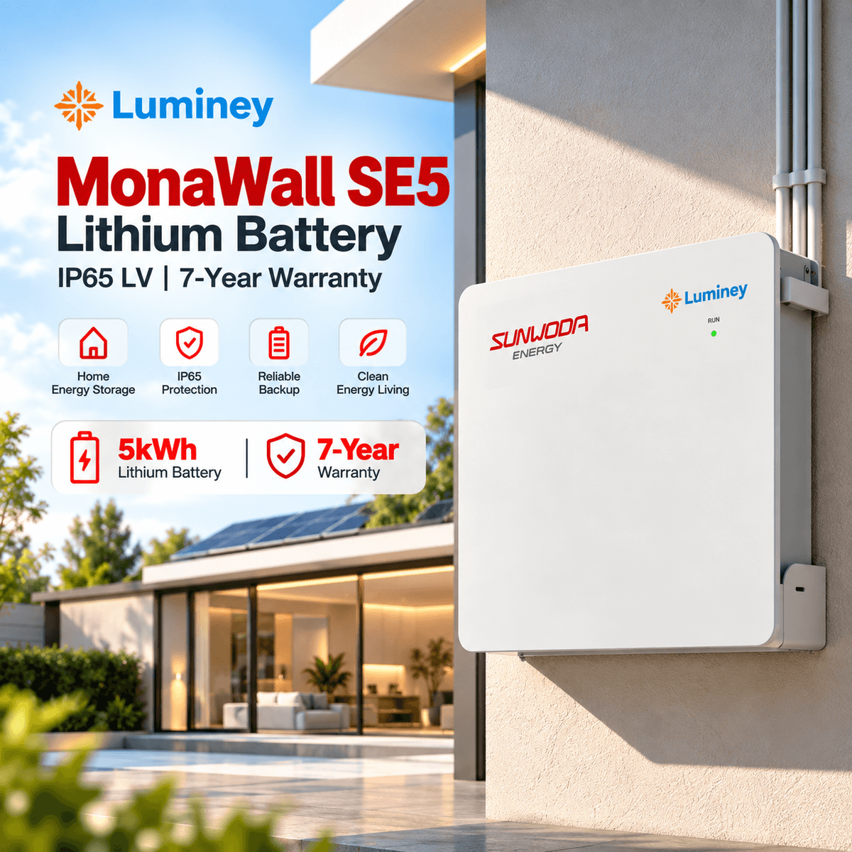 Luminey MonaWall SE5 5kWh Wall-Mounted Lithium Battery
