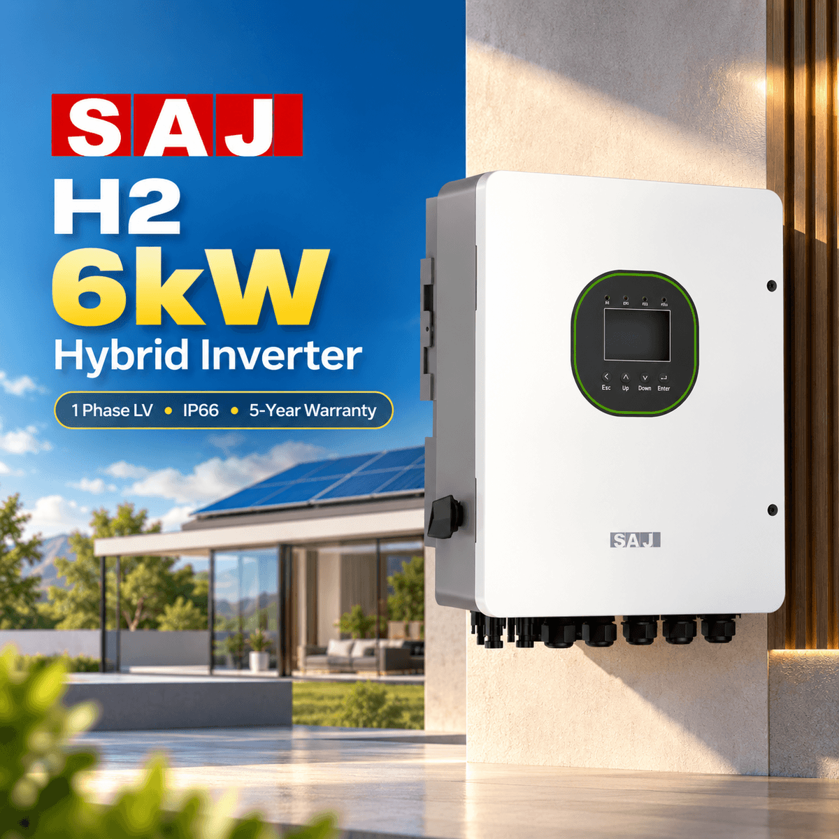 SAJ H2 6kW Hybrid Inverter 1 Phase LV IP65