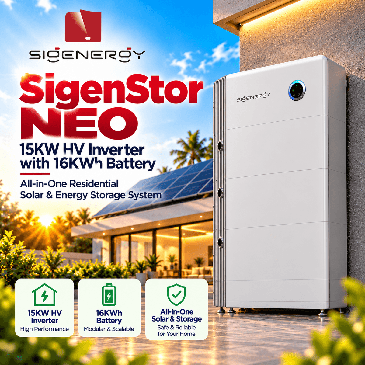 SigenStor Neo 15kW Three Phase HV Inverter 16kWh Battery Bundle Pakistan